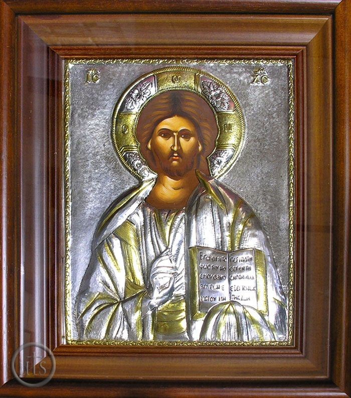 Product Pic - Christ The Teacher, Hand Painted Orthodox Icon in Silver Oklad