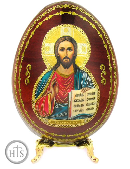 HolyTrinity Pic - Christ The Teacher, Decoupage Icon Egg with Stand