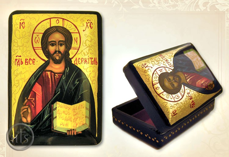 Image - Hand Painted Lacquered Wooden  Box  with Christ The Teacher
