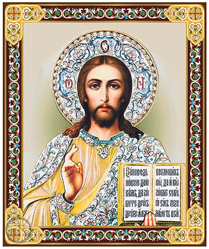 Picture - Christ The Teacher, Gold Foil Wooden Orthodox Mini Icon
