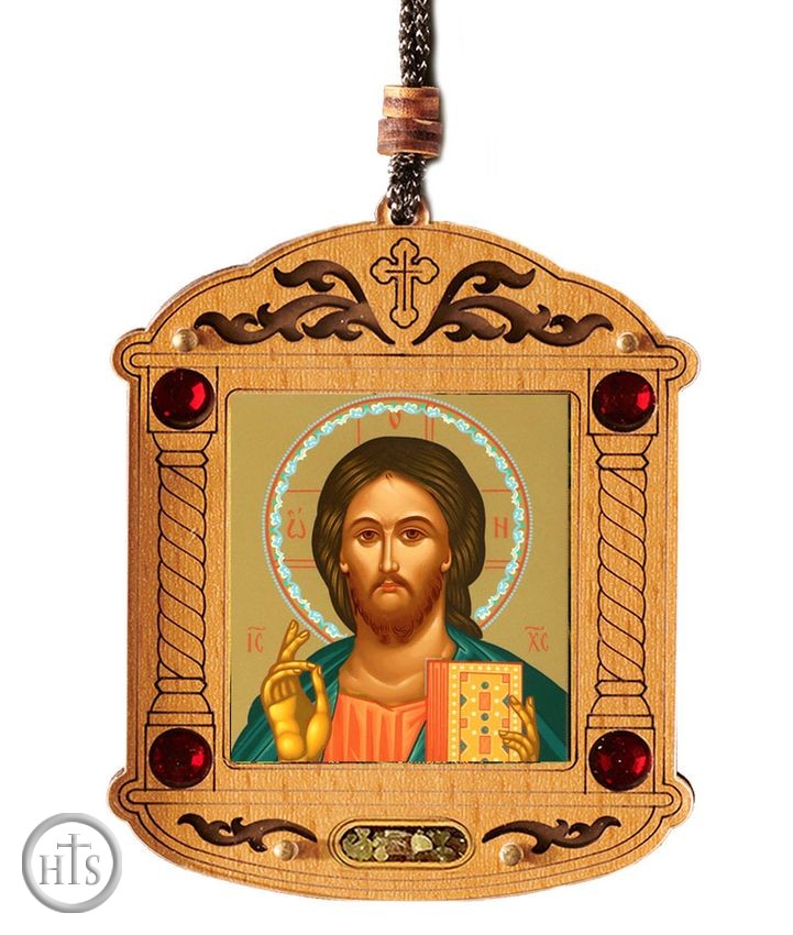 Product Picture - Christ The Teacher, Icon Shrine Pendant Ornament on Rope
