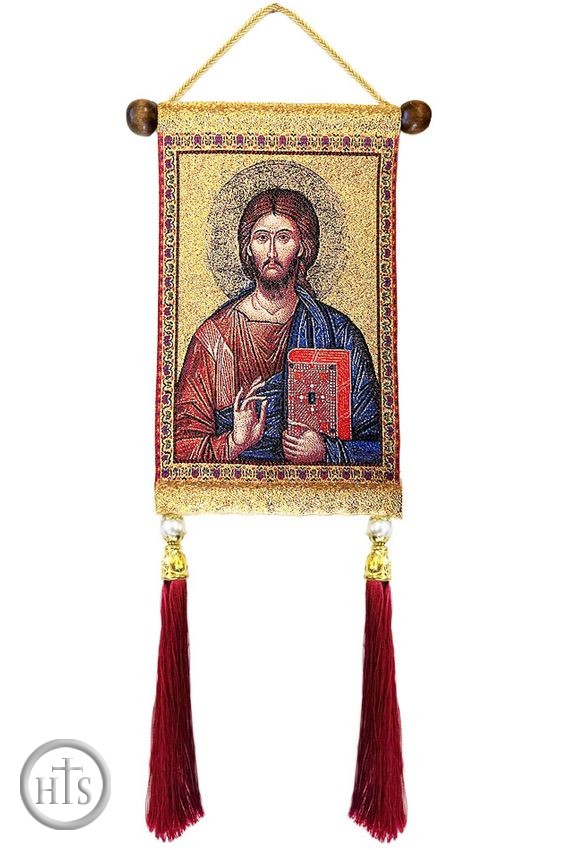Image - Christ The Teacher, Hanging Tapestry Icon Banner With Tassels