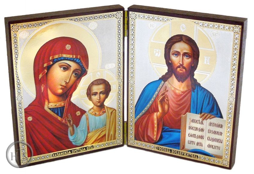 HolyTrinityStore Picture - Christ the Teacher & Virgin of Kazan Diptych