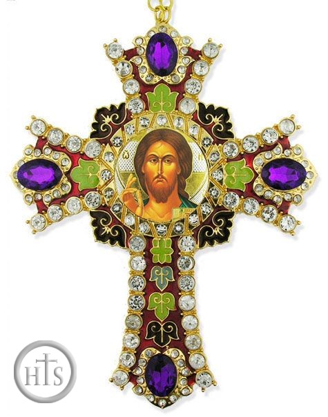 Product Pic - Christ The Teacher  Icon in  Jeweled Wall Cross