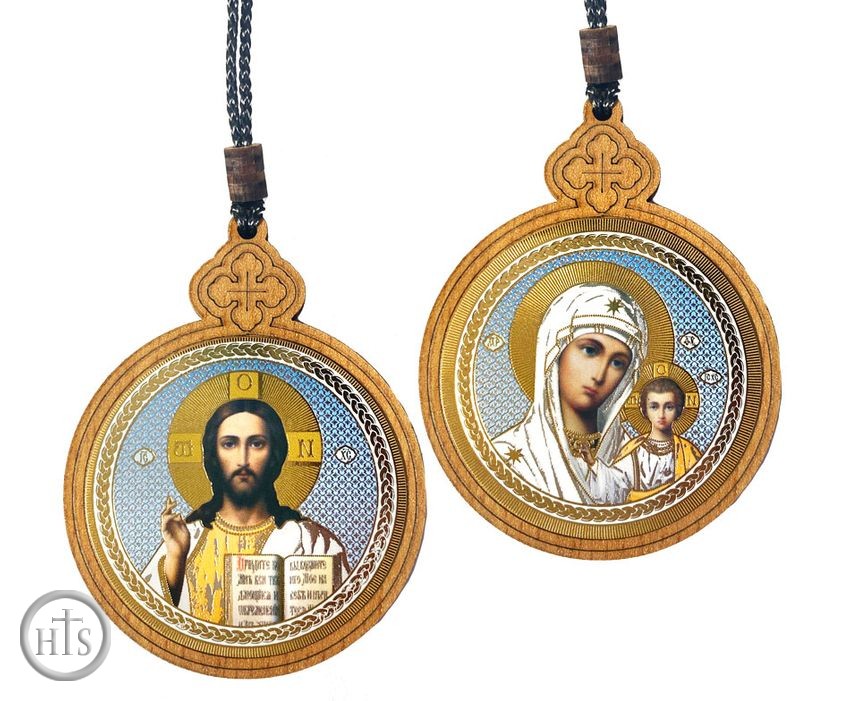 Image - Christ The Teacher / Virgin of Kazan, Reversible Icon on Rope
