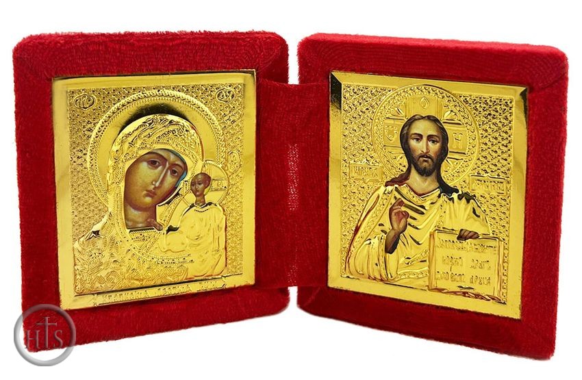 Image - The Christ / Virgin of Kazan, Mini Diptych in Plush Case
