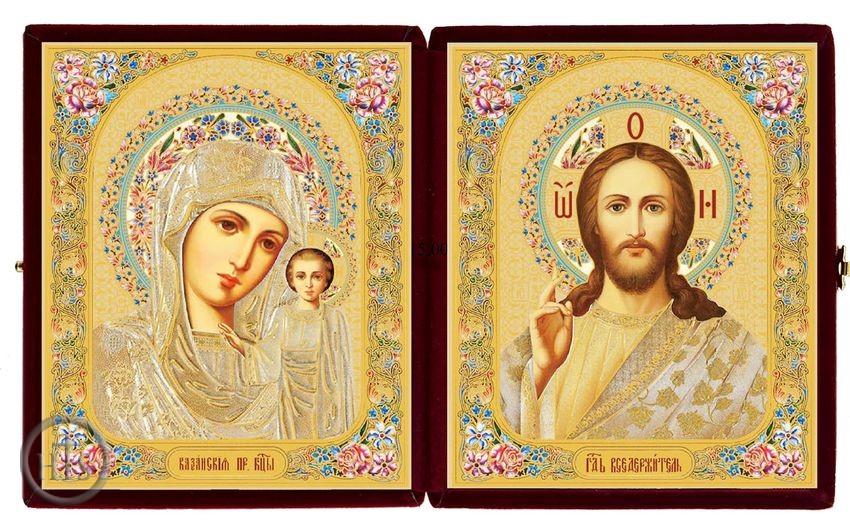 Product Image - Christ Almighty / Virgin of Kazan, Diptych in Red Velvet Case 