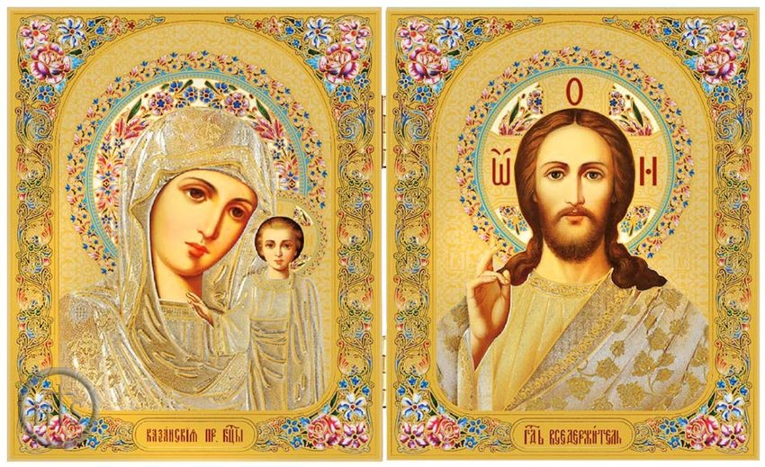 HolyTrinityStore Image - Christ The Teacher and Virgin of Kazan Diptych
