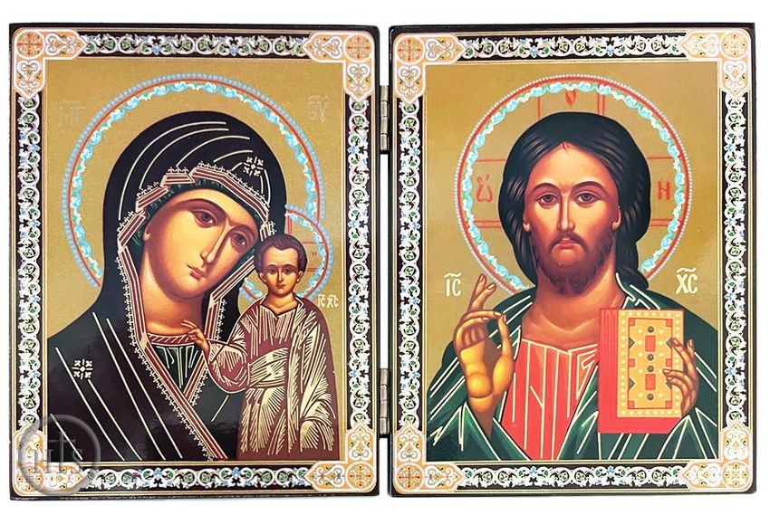 HolyTrinityStore Picture - Christ The Teacher and Virgin of Kazan Diptych