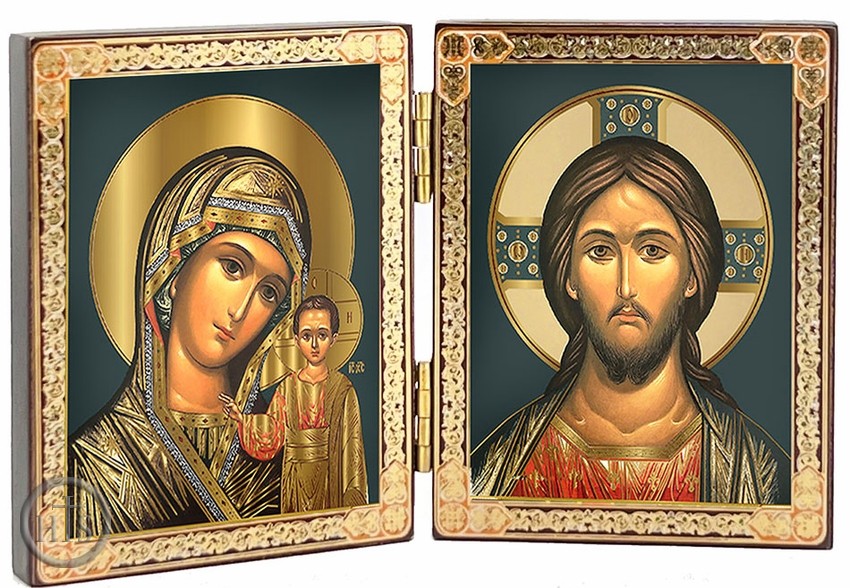 Image - Christ Pantocrator and Virgin of Kazan Gold Foiled Diptych