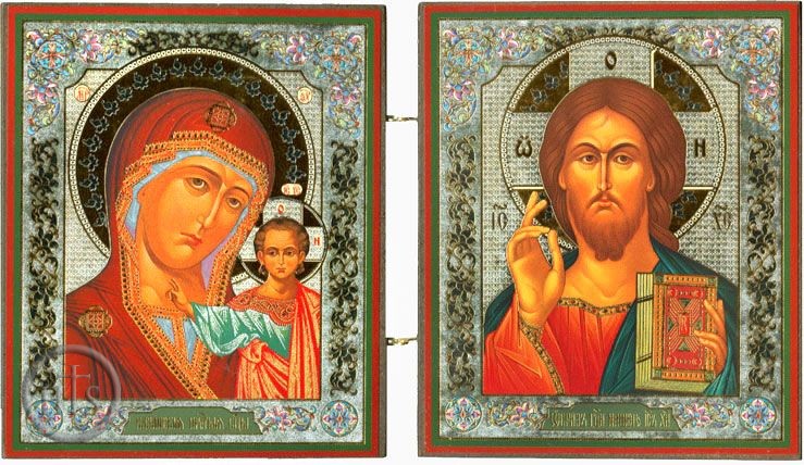 HolyTrinity Pic - Christ The  Teacher & Virgin of Kazan Diptych, Orthodox Icon