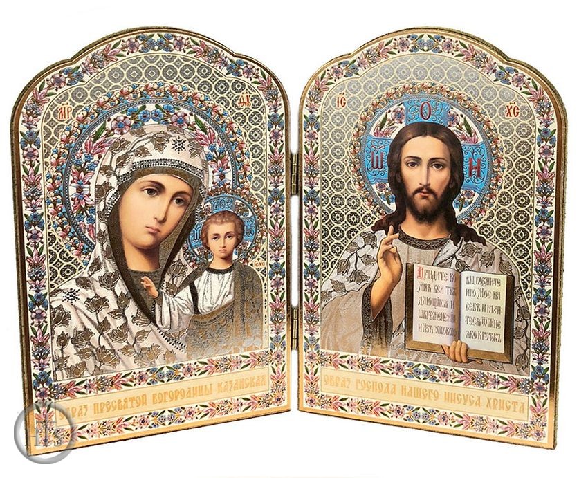 Product Pic - Virgin of Kazan and Christ The Teacher,  Orthodox Diptych