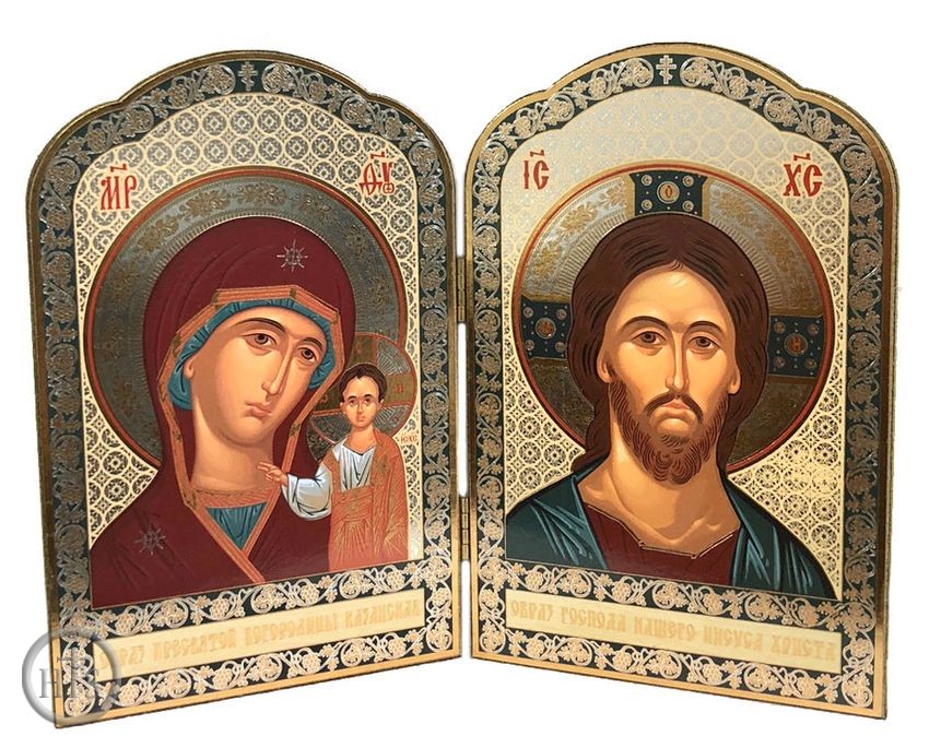 Product Pic - Virgin of Kazan and Christ The Teacher,  Orthodox Diptych