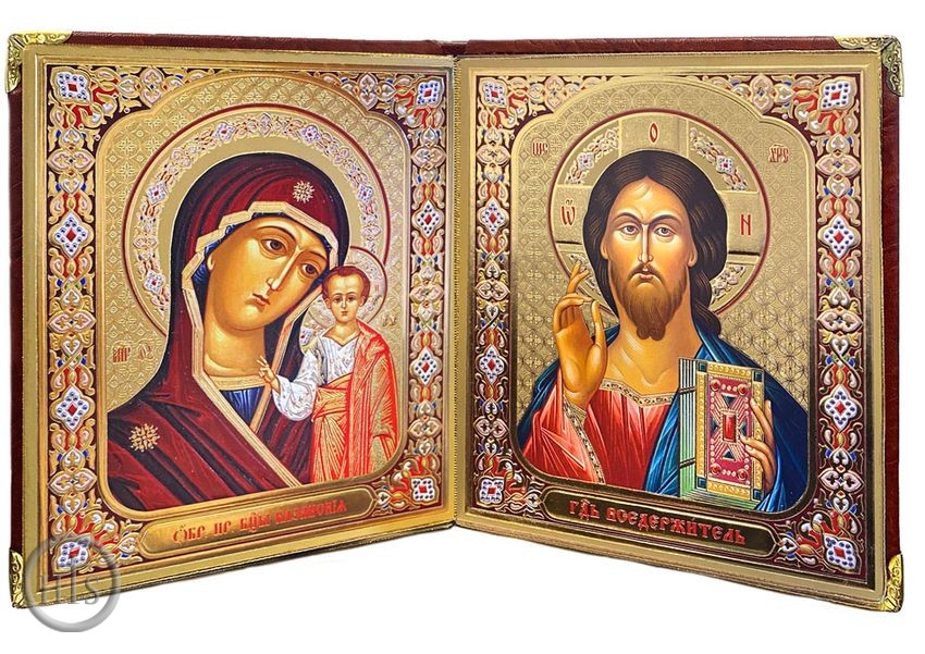 Product Picture - Christ Almighty & Virgin of Kazan Diptych in Leatherette Case