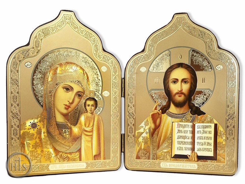 Product Pic - Virgin of Kazan and Christ The Teacher,  Orthodox Icon Diptych