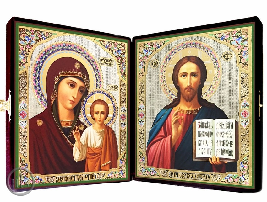 Product Picture - Virgin of Kazan & Christ The Teacher  Diptych in Velvet Case
