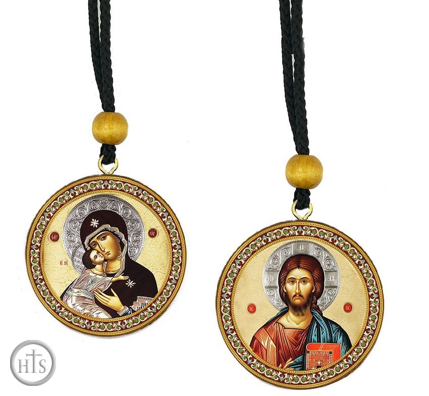Photo - The Christ and Virgin of Vladimir, Reversible Icons on Rope