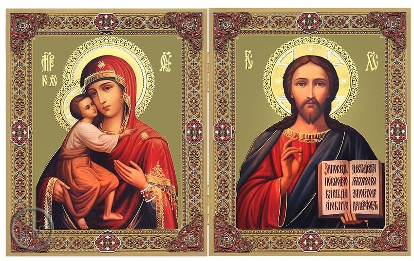 HolyTrinity Pic - Christ The Teacher and Virgin Mary Feodorovskaya Diptych