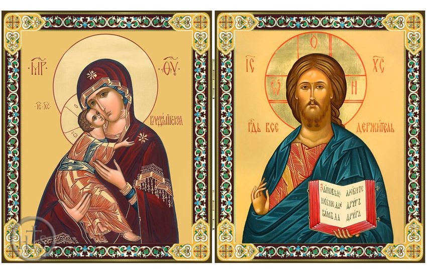 HolyTrinityStore Photo - Christ The Teacher and Virgin of Vladimir, Diptych 