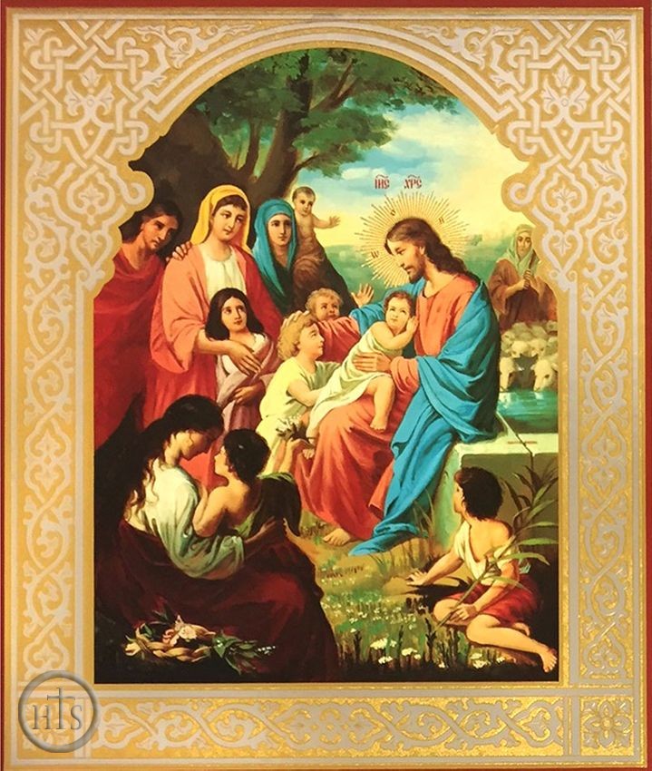 Pic - Christ Blessing The Children, Orthodox Gold Foil Icon