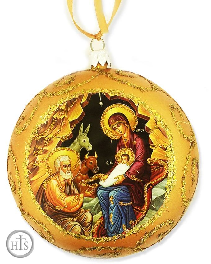 HolyTrinityStore Photo - Nativity of Christ,  Not Breakable  Christmas  Ornament,  Yellow