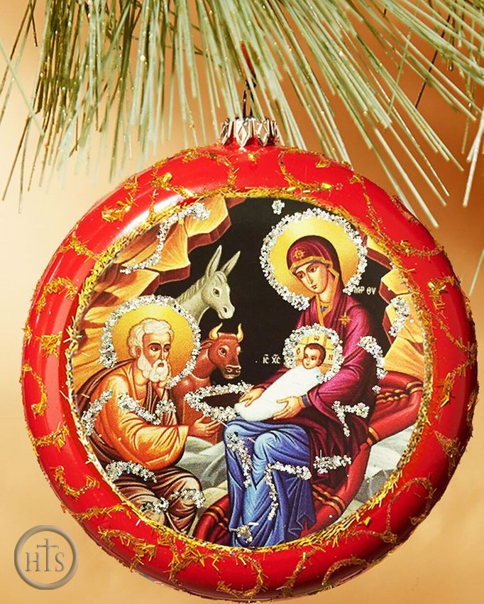 HolyTrinity Pic - Nativity of Christ, Not Breakable Christmas  Ornament, Red