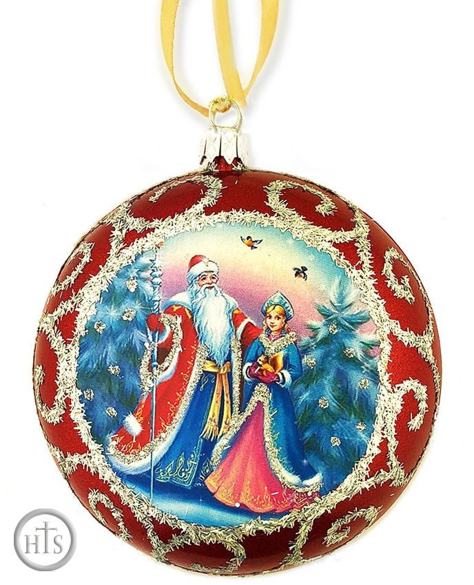 Product Photo - Santa - Father Frost and Snow Maiden, Christmas  Ornament, Red