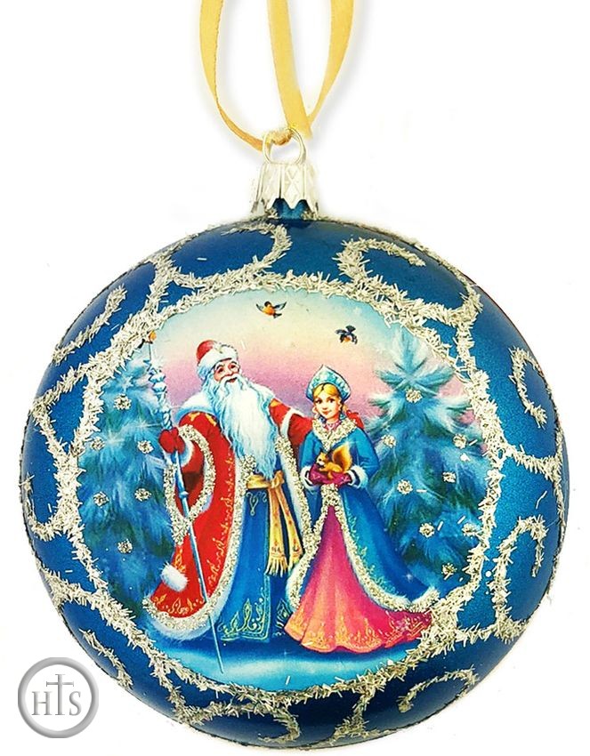 Image - Santa -  Father Frost and Snow Maiden, Christmas  Ornament, Blue
