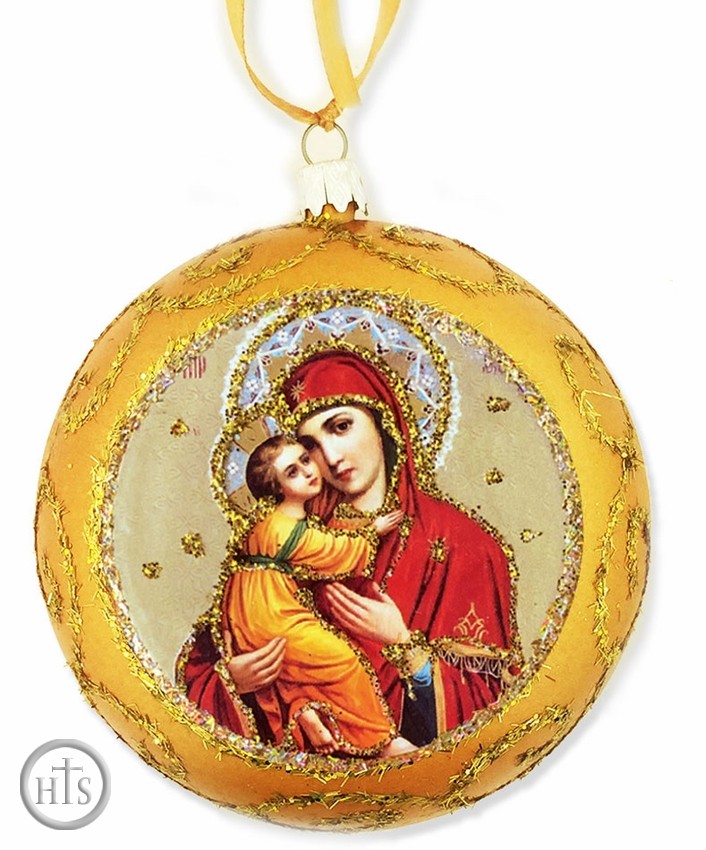 Product Image - Virgin of Vladimir,  Not Breakable Christmas Ornament, Yellow