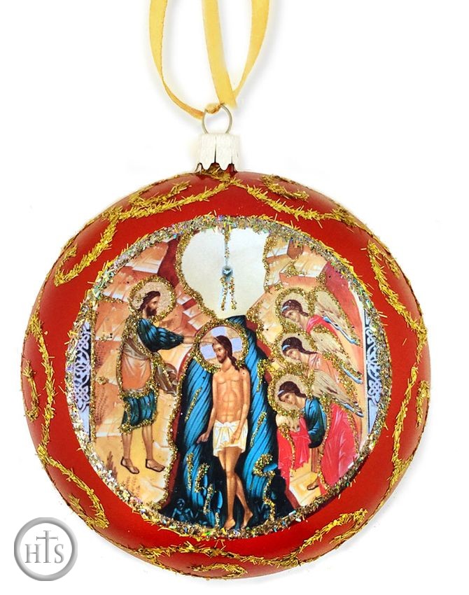 Product Pic - Baptism of Christ, Not Breakable Christmas Ornament, Red