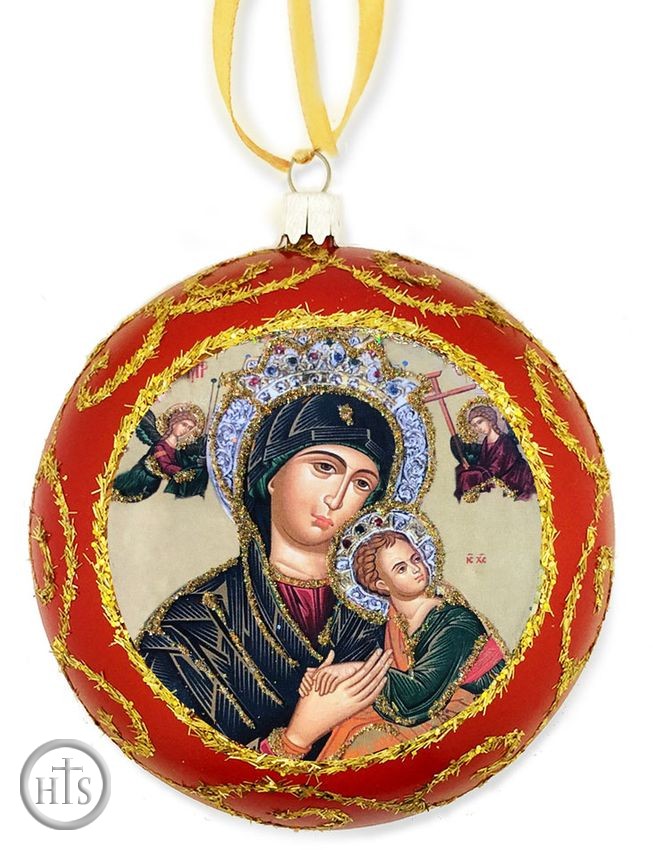 Pic - Virgin Mary Perpetual Help, Not Breakable  Christmas Ornament, Red