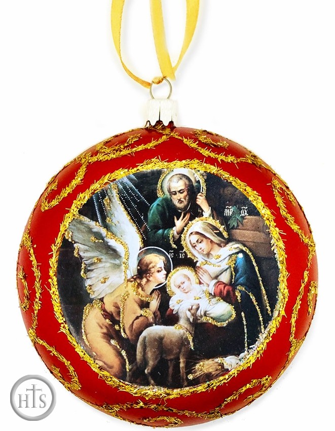 Product Pic - The Holy Family, Christmas  Ornament, Red
