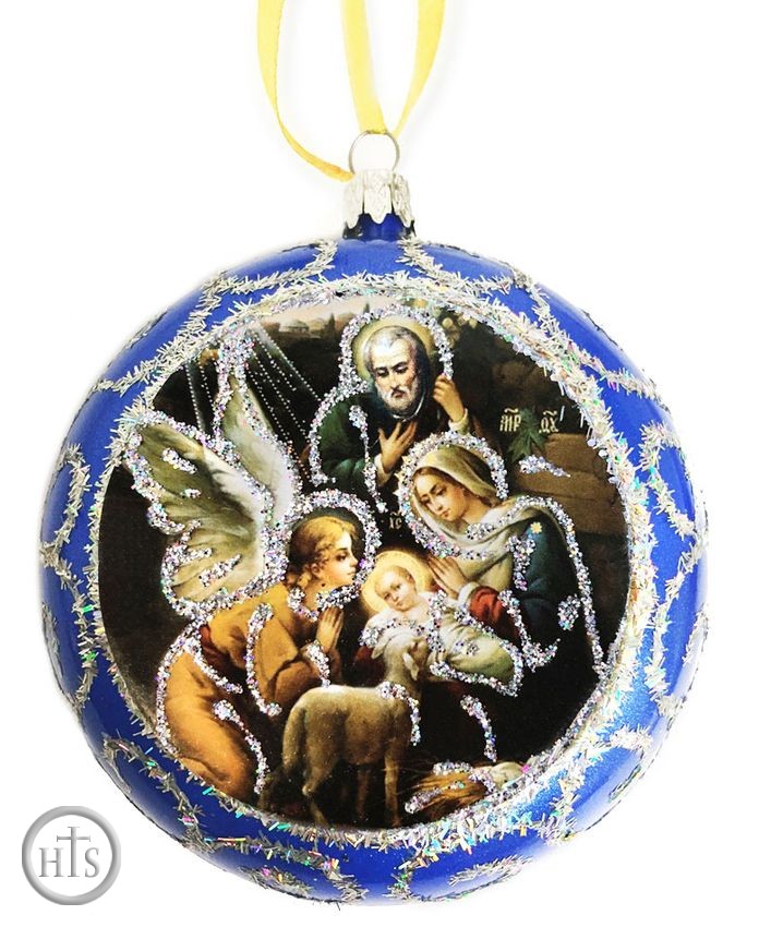 HolyTrinityStore Image - The Holy Family, Not Breakable Christmas  Ornament, Blue