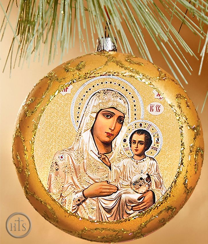 Photo - Virgin of Jerusalem, Round Christmas Ornament, Yellow