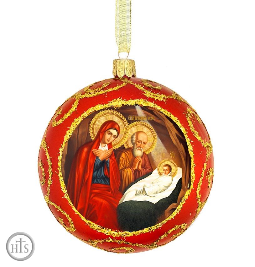 Photo - Nativity of Christ, Not Breakable Christmas  Ornament, Red