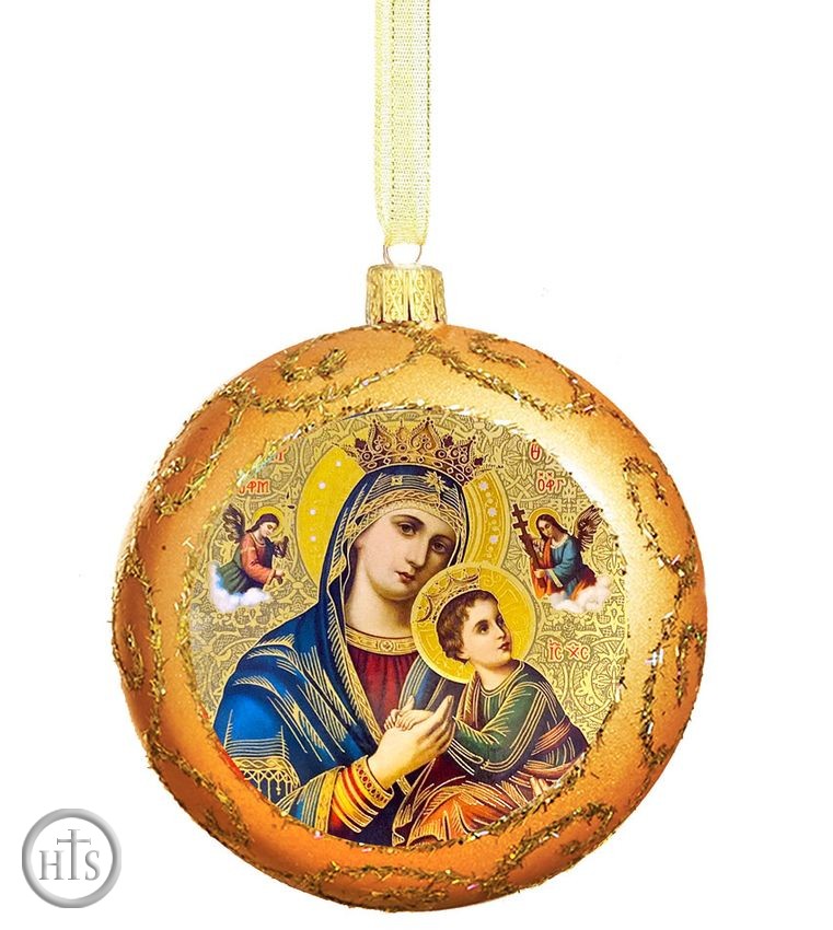 Pic - Virgin Mary Perpetual Help, Not Breakable Christmas  Ornament, Yellow