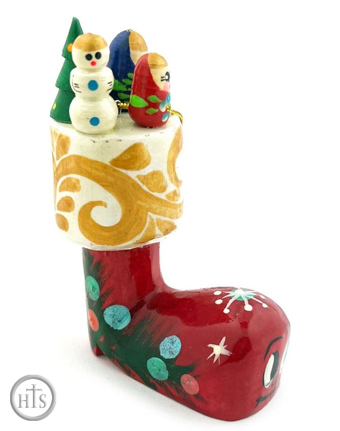 Product Picture - Wooden Boot with Toys, Christmas Decoration
