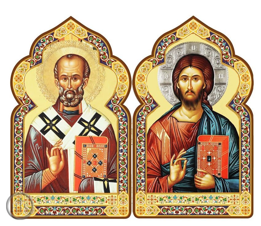 Product Pic - Christ The Teacher / Saint Nicholas, Dome Shape Diptych