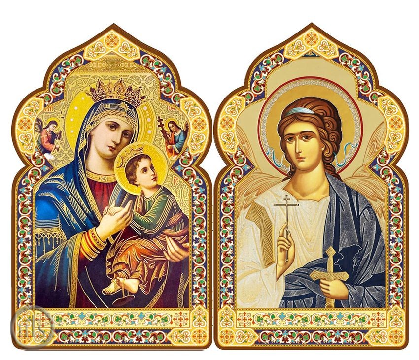 Image - Virgin Mary of Perpetual Help / Guardian Angel, Dome Shape Diptych