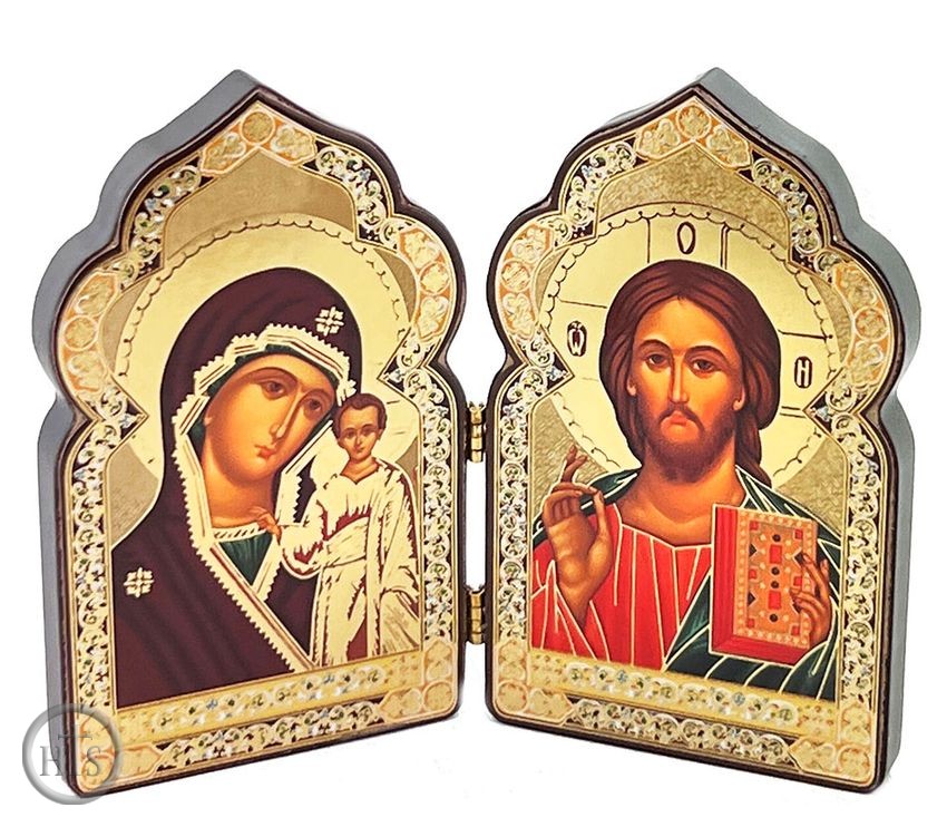 Product Pic - Virgin of Kazan / Christ The Teacher, Dome Shape Mini Diptych
