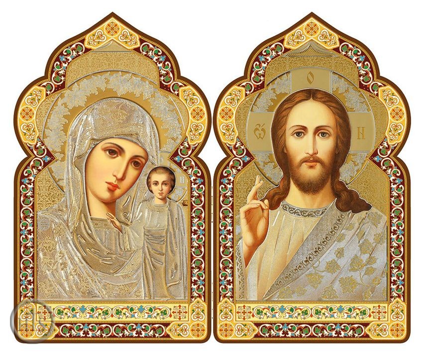 Product Image - Virgin of Kazan / Christ The Teacher, Dome Shape Diptych
