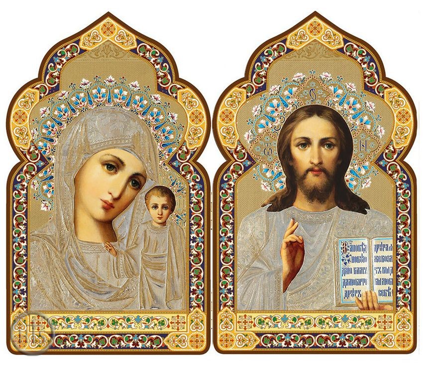 Image - Virgin of Kazan / Christ The Teacher, Dome Shape Diptych