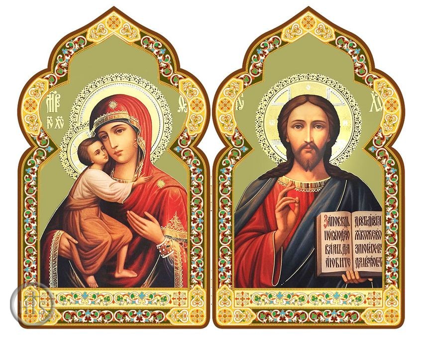 Product Image - Virgin Mary Feodorovskaya / Christ The Teacher, Dome Shape Diptych