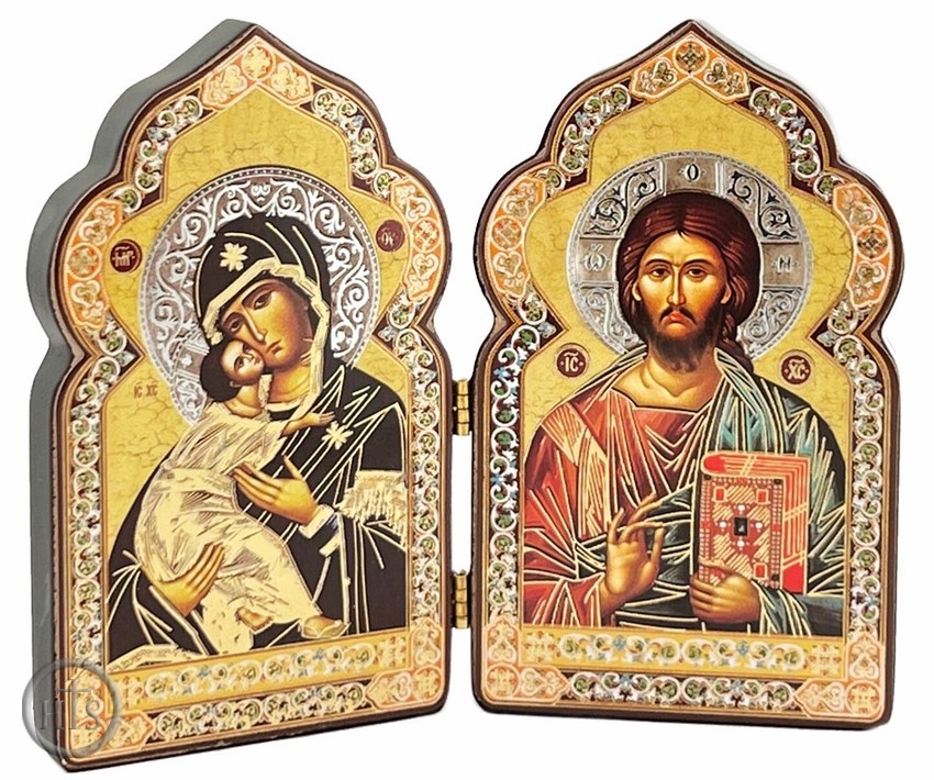 Picture - Virgin of Vladimir / Christ The Teacher, Dome Shape Mini Diptych