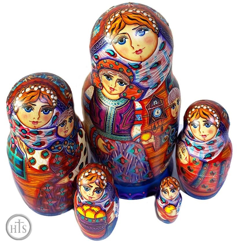 Product Picture - Collectible Matreshka 5 Nesting Art Dolls