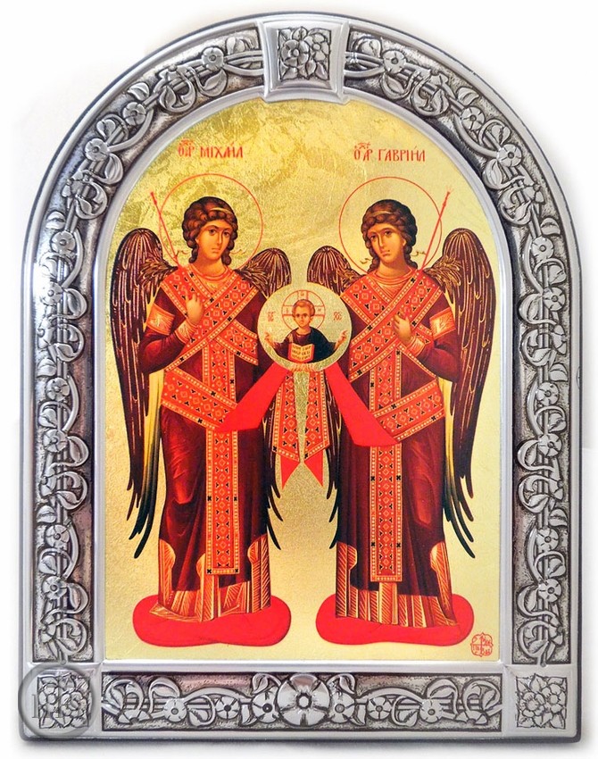 Product Image - The Christ with Archangels Michael & Gabriel,  Serigraph Framed Icon