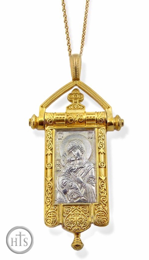 Pic - The Virgin of Vladimir, Reversible Gold Plated Pendant (Gonfalon)  