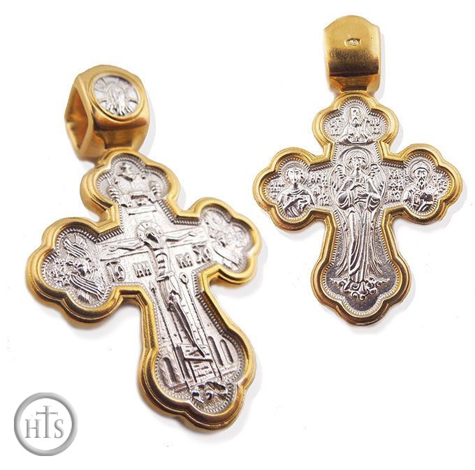 HolyTrinity Pic - Reversible Orthodox Cross with  Corpus Crucifix and the Holy Healers