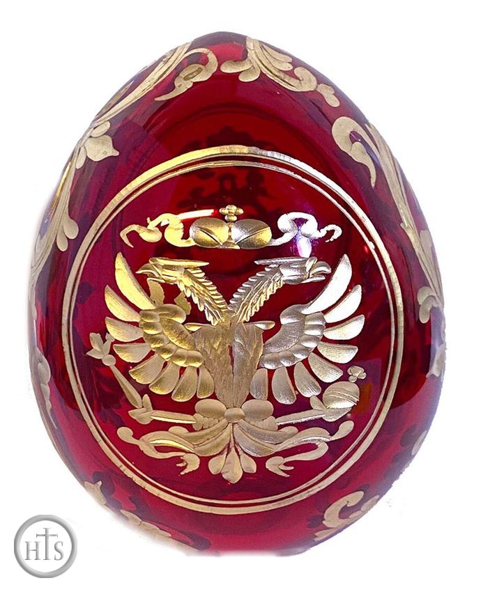 HolyTrinityStore Image - Imperial Crystal  Egg with Double Headed Eagle / Catherine The Great Sign