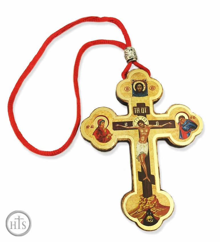 Pic - Small Wooden Icon Cross on  Rope